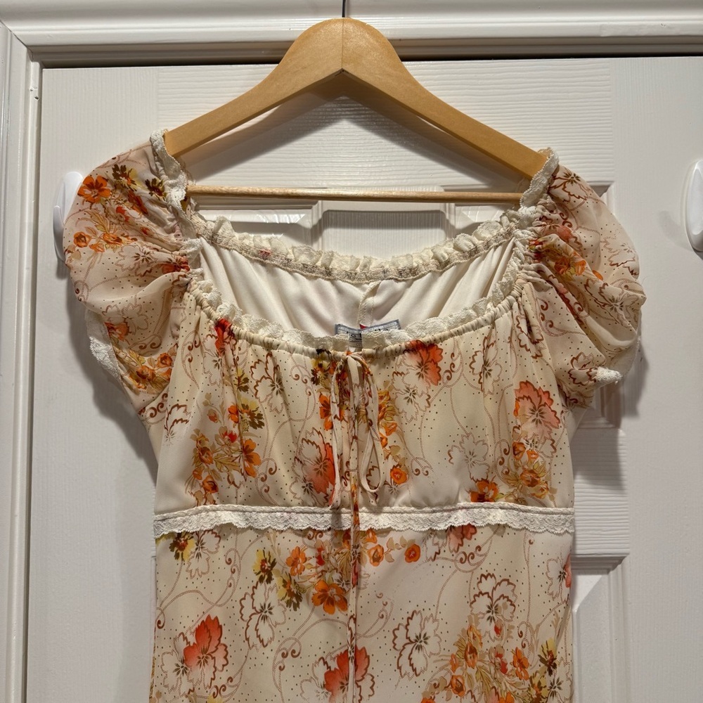 VTG La belle Dress Women’s S Milkmaid Floral Lace Fairy Coquette Cottagecore Y2K - Picture 4 of 10